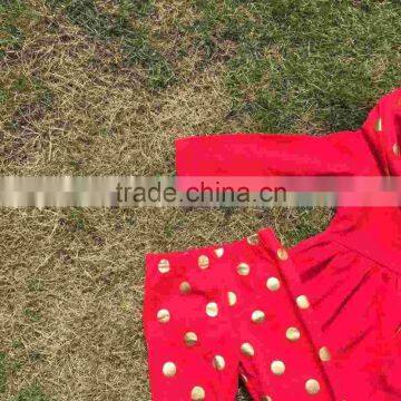 Winter/fall Scarf Set Girls Kids Clothing Hot Sell Red Suit Clothes Gold Dot Pant Set photo-2