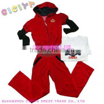 Kids Girls Fashion Velvet 3pcs Designed Winter Cute Girl Pajamas Set