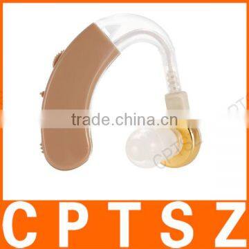 Behind Ear Sound Amplifier Digital Hearing Aid With Earplugs Volume Adjustable Audiphone Mini Brown photo-2