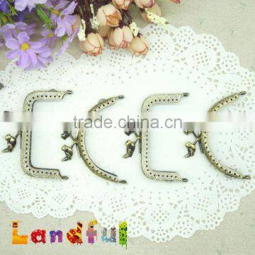 8.5cm Vintage Bronze Round Birds Bag Sewing Metal Coin Kiss Lock Square Frame photo-2