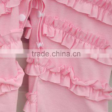 Hot Sale Pure Pink Ruffle Baby Winter Flower Romper Boutique Outfits Long Sleeve Fall Soft Baby Cotton Romper Wholesale photo-4