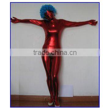 wholesale adult and kids lycra spandex red shiny metallic zentai costume