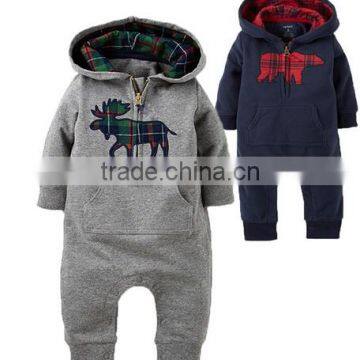 long sleeve hooded cotton newborn baby colthes with cartoon