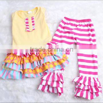 Wholesale 2 piece ruffle set spring outfits for baby girl birthday