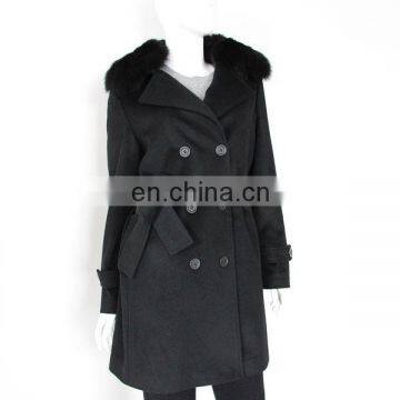 Black Long style 100% cashmere winter coat for women