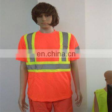 High visbility reflective breathable orange safety T-shirt