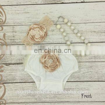 Baby Bloomers Matching Baby Headband and Chunky Necklace Baby Girl Diaper Covers