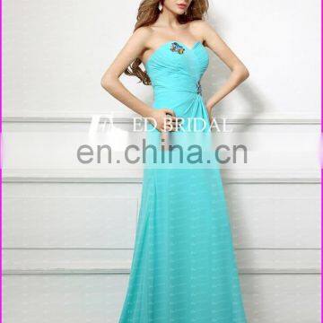CE136 Simply Strapless Sexy Split Front Green Chiffon Beading Evening Gown photo-4