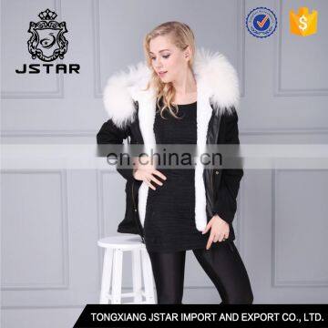 Wholesale cheap faux fur white jacket with removable lining