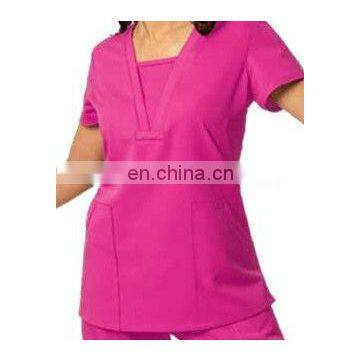 red women hospital staff uniforms