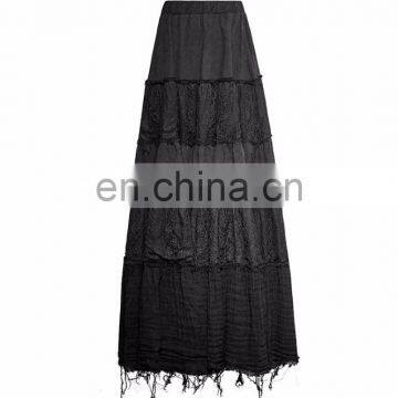 Q-309 Punk Rave gothic gypsy black long skirt