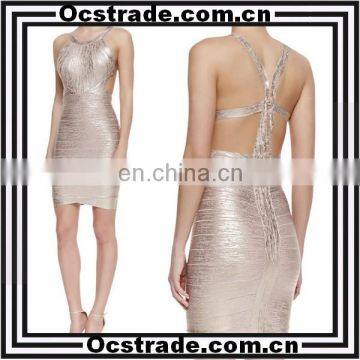 2015 new Gold sexy high quality Evening Dress