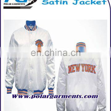 satin jackets wholesale / Satin Letterman Jacket / White satin Jacket