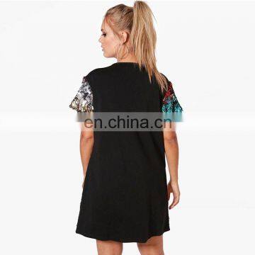 New Design Summer Fashion Short Sleeve Women Sequin t Shirt Dress photo-2