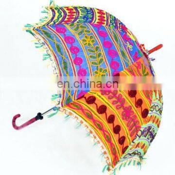 Indian Parasol Umbrella Wedding Decor Party Handmade Cotton Sun Embroidered Decorative Ladies Summer