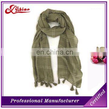 2017 new ladies' fashion long polyester scarf with fringes for autumn & winter