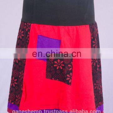 Bohemian Ruby Red Floral Patchwork Mini Skirt HHCS 109 C