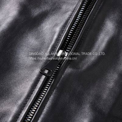 HOT SALE 2021 CLASSIC FASHION MEN'S GENUINE LEATHER BASEBALL JACKET photo-3