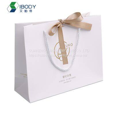 Luxury Ribbon Handle Boutique Shopping Packaging Euro Tote White Cardboard Paper Gift Bags photo-2