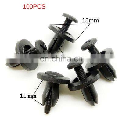 100PCS 6MM Black Car Bumper Interior Trim Door Panels Screw Universal Clip Fastener Auto Spare Parts