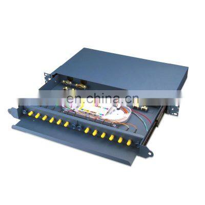 12 Core Fiber Optic Patch Panel Odf Rack Mount Type Fully Equipped FTTH 12 Port ST Fiber Optic Patch Panel