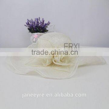 2015 New Style Women Wide Brim Flower Sinamay Hat In Different Color photo-3