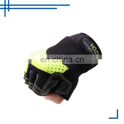 HANDLANDY Half Finger Wholesale Pigskin Leather With Logo Hand Protecting Vibration-Resistant Fingerless Leather Gloves photo-3