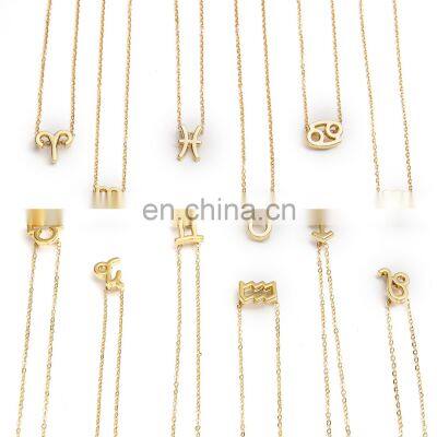 Charm Birthday Gift Gold, Plated 12 Constellations Zodiac Sign Pendant Wish Card Necklace Jewelry For Women/