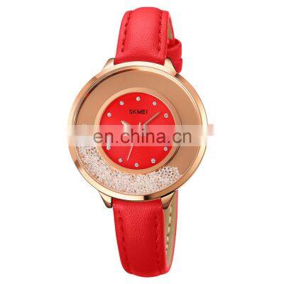 Elegant Skmei 1782 Leather Strap Quartz Watch Lady Dress Wristwatch Casual Women Bracelet Watch