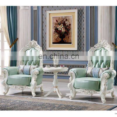 European style hotel lounge seating salon en cuir Comfortable Leather Single seat Sofa Chair