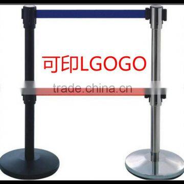 Manufacturer-Black Bank-Hotel Belt Barrier-Retractable Stainless-Steel -Stanchion-Double blet stand Pole