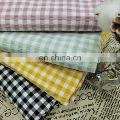 Spot supply bubble fashion men's and women's shirt fabrics polyester cotton plaid bubble plaid fabric