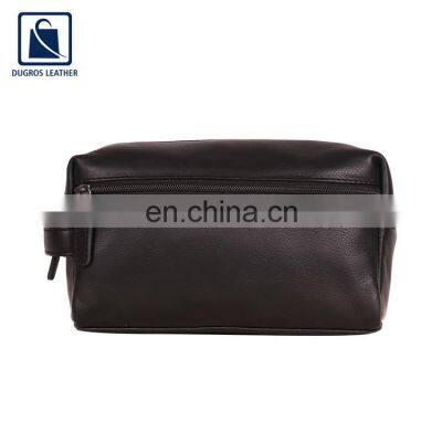 Matching Stitching Anthracite Fitting Zipper Closure Type Unisex Genuine Leather Toiletry Bag