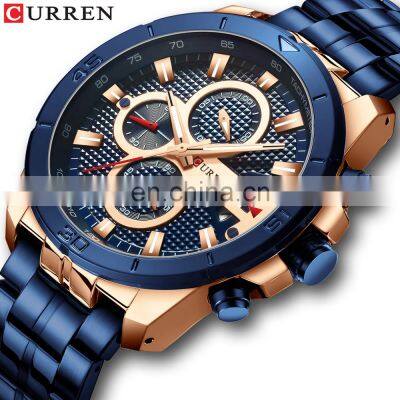 CURREN New Watches Mens Luxury Brand Chronograph Sport Watch for Men Wristwatch with Stainless Steel Band Casual Business Clock