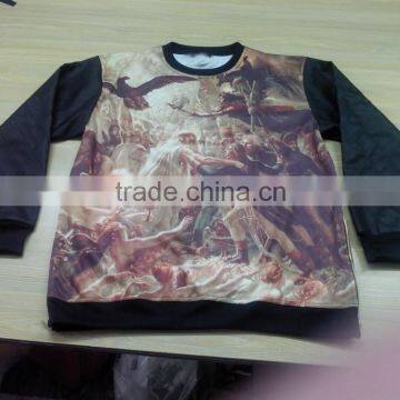 New Style Sublimation Sweatshirts With Side Golden Zipper With Leather Sleeves photo-2