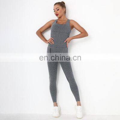Популярные беспроводные спортивные костюмы для занятий фитнесом, йогой, пилатесом для женщин. Однотонный костюм-комбинезон для тренировок photo-4