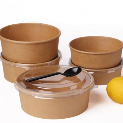 Customizable logo disposable kraft paper bowl large capacity paper bowl Recyclable
