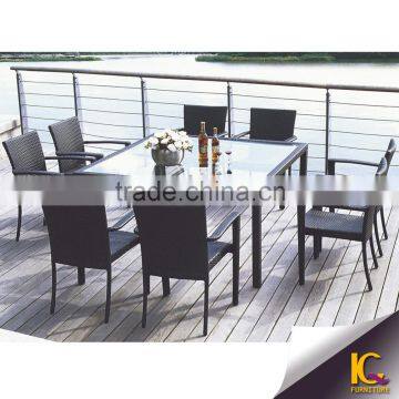 Aluminum Synthetic Rattan Outdoor Restaurant Dining Set With Waterproof Cushion