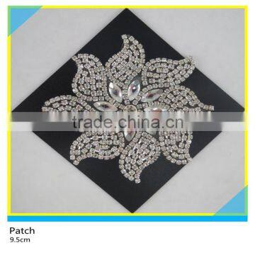 Hot Fix Crystal Glass Stone Applique Horse Eye Mix Waterdrop Rhinestone Patch 10x10cm