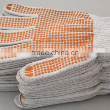 most popular orange dot 26cm pvc dotted cotton working glove