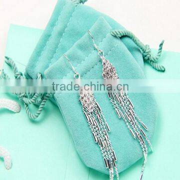 925 Sterling Sliver Diamond Long Tassel Earrings Women Fashion Jewelry photo-3