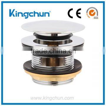 Polished Chrome Toe Touch Bath Drain Thread Bathtub Drain Stopper Push Pop-Up Drain with Overflow