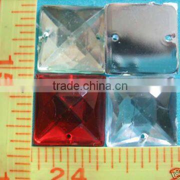 RED/LT. GREEN/CLEAR/BLACKCOLOR Square Shape Acrylic Stone sewing for Button