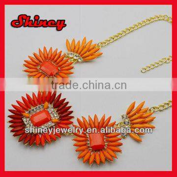 2014 hot sale sun flower alloy necklace,chunky bib necklace