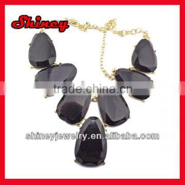 New Golden Black Statement Resin Drop Choker Necklace Costume Jewelry