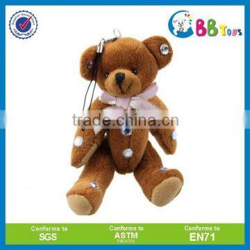 2015 Soft fashion plush stuffed mini cute teddy bear keychain toy