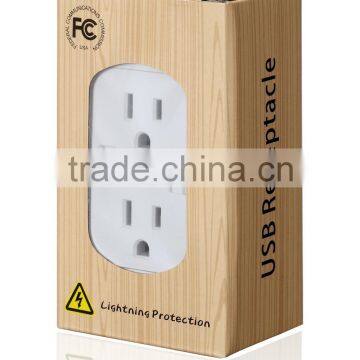 best quality smart app female unique design America GFCI 15 amp usb wall socket double usb interface wall receptacle for 5V 3A