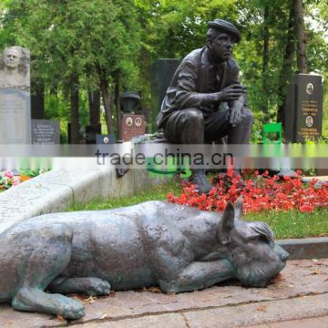 Bronze Comic master and his dog statue