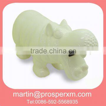 Lovely white ceramic coin bank hippo shape