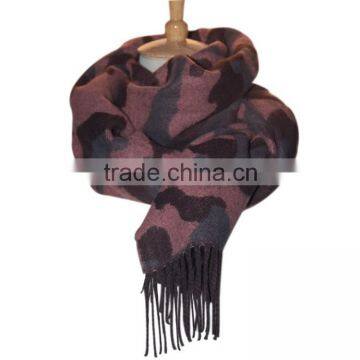 custom acrylic woven fashion leopard scarf with multipurpose tassel